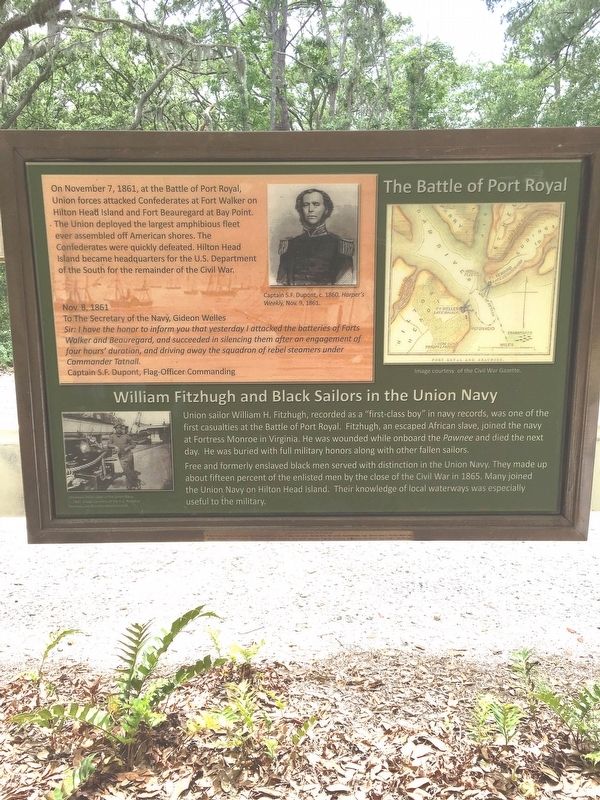 The Battle of Port Royal/Fitzhugh and Black Sailors in the Union Navy Marker. Click for full size. The Battle of Port Royal/Fitzhugh and Black Sailors in the Union Navy Marker image. Click for full size.