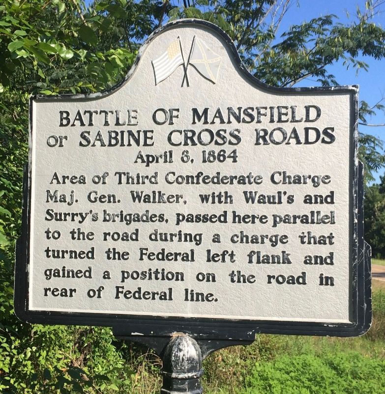 Battle of Mansfield or Sabine Cross Roads Marker. Click for full size. Battle of Mansfield or Sabine Cross Roads Marker image. Click for full size.