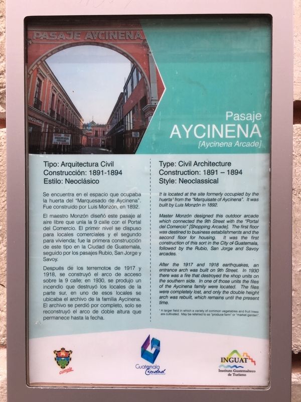 The Aycinena Arcade Marker. Click for full size. The Aycinena Arcade Marker image. Click for full size.