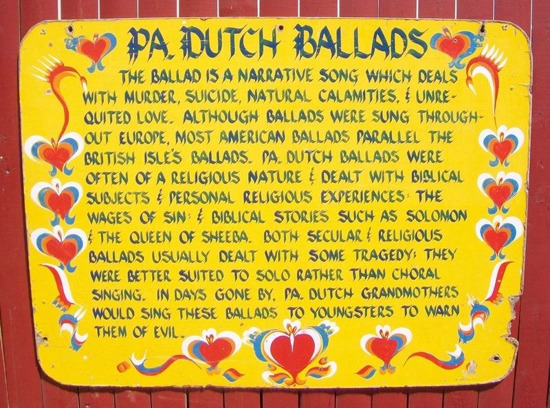 Pa. Dutch Ballads Marker. Click for full size. Pa. Dutch Ballads Marker image. Click for full size.