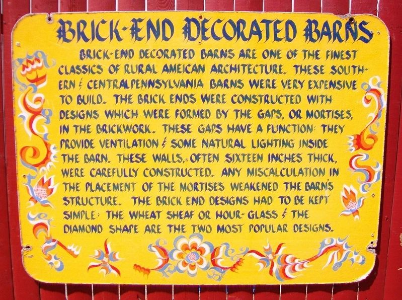 Brick-End Decorated Barns Marker image. Click for full size.