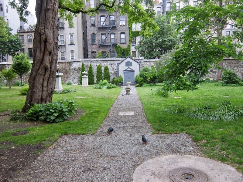 New York City Marble Cemetery - View Through Gates image. Click for full size.