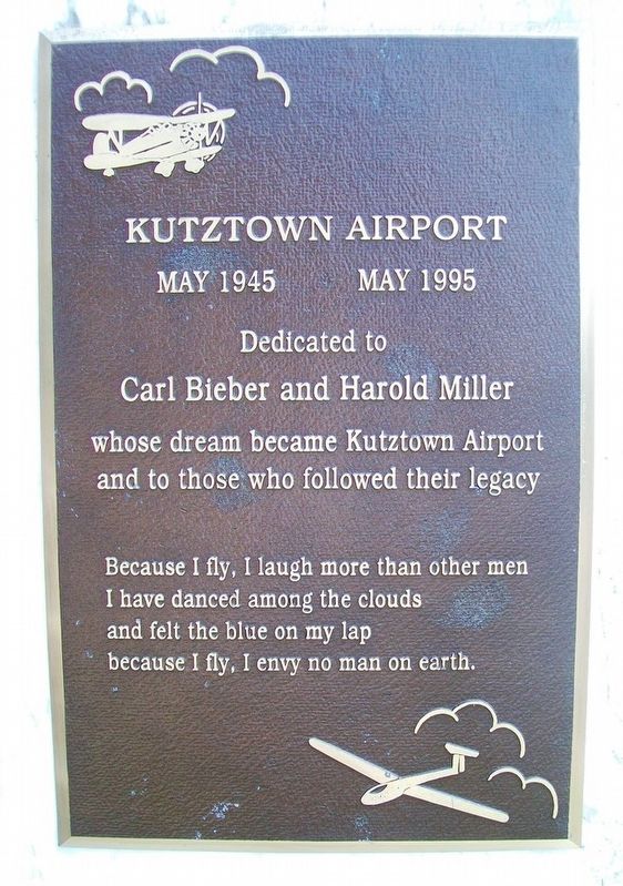 Kutztown Airport Marker image. Click for full size.