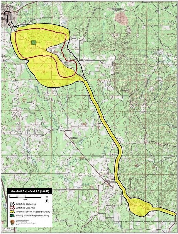 Map of Mansfield Battlefield and approaches from Pleasant Hill. image. Click for full size.