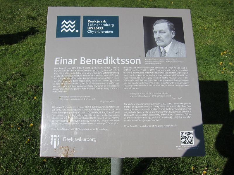 Einar Benediktsson Marker image. Click for full size.