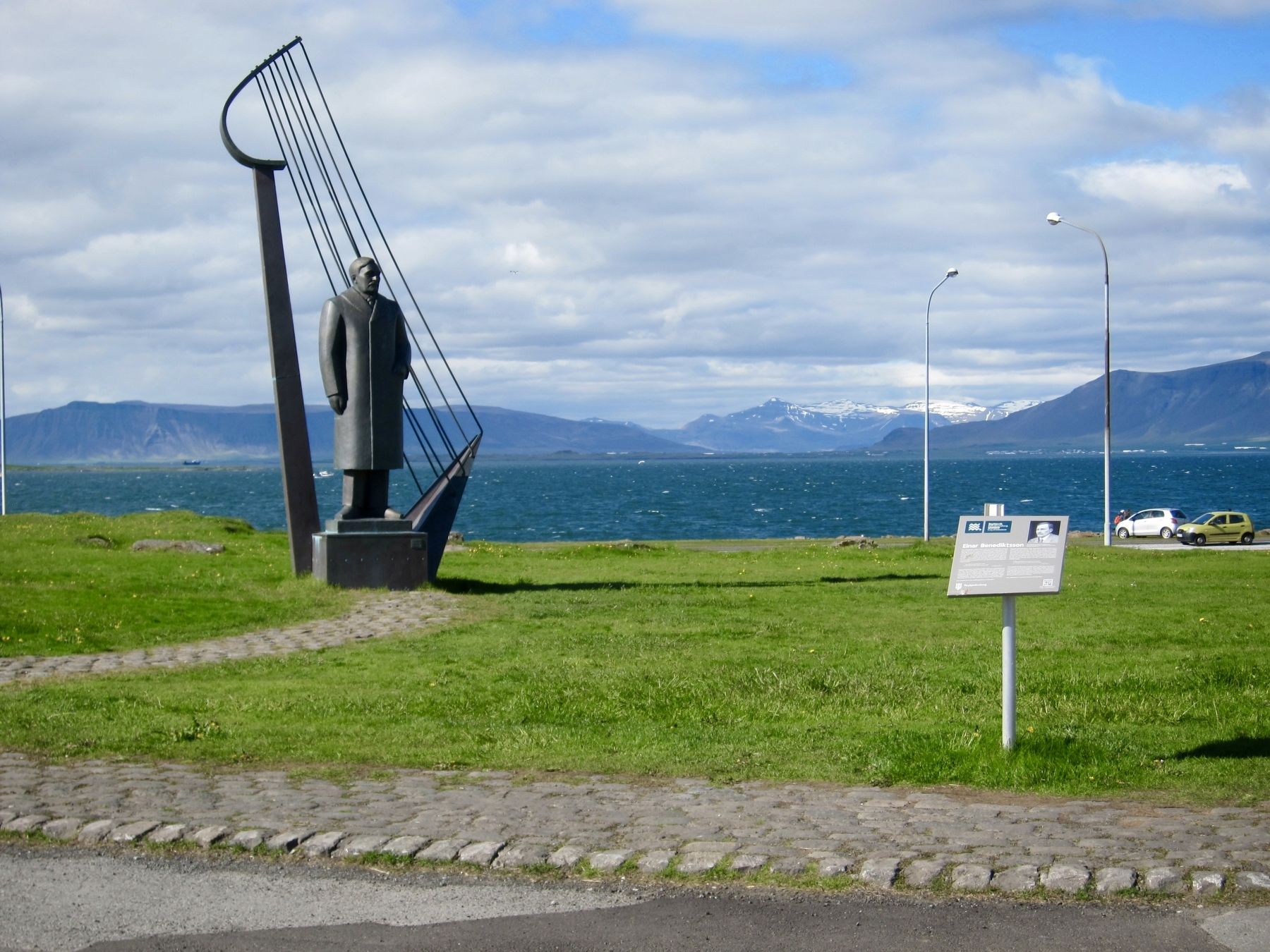 Einar Benediktsson Statue and Marker image. Click for full size.
