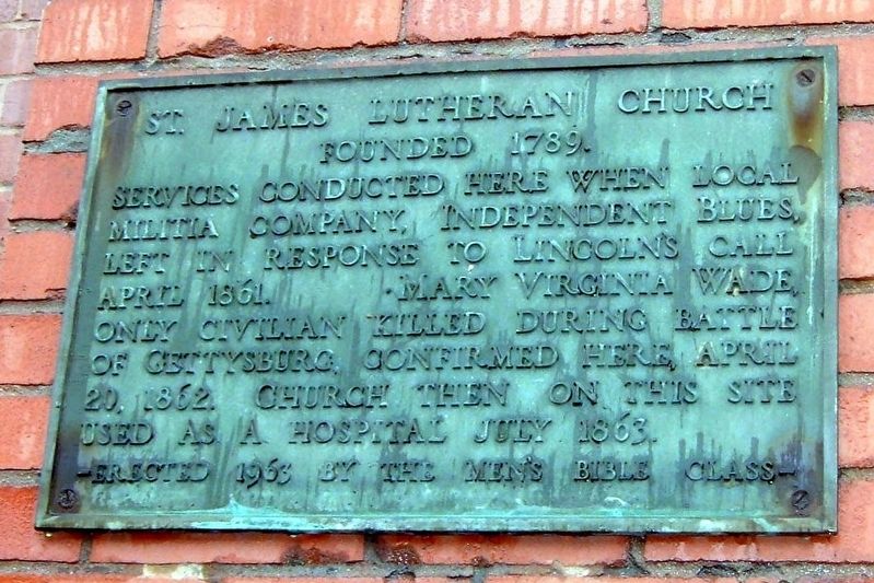 St. James Lutheran Church Marker. Click for full size. St. James Lutheran Church Marker image. Click for full size.