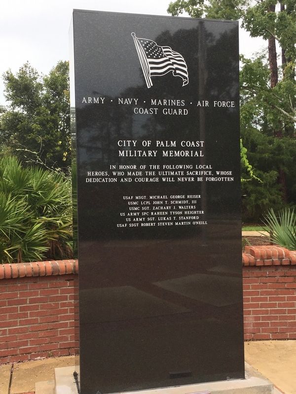 City of Palm Coast Military Memorial Marker. Click for full size. City of Palm Coast Military Memorial Marker image. Click for full size.