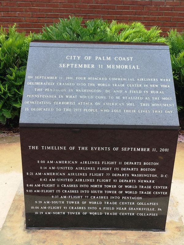 City of Palm Coast September 11 Memorial Marker image. Click for full size.