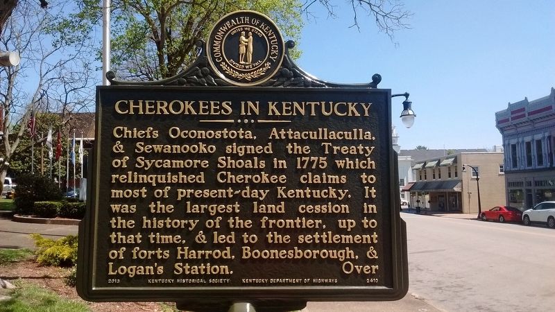 Cherokees in Kentucky Marker (Side 1) image. Click for full size.