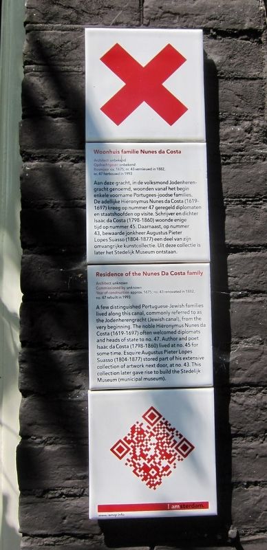 Woonhuis familie Nunes da Costa / Residence of the Nunes da Costa Family Marker. Click for full size. Woonhuis familie Nunes da Costa / Residence of the Nunes da Costa Family Marker image. Click for full size.