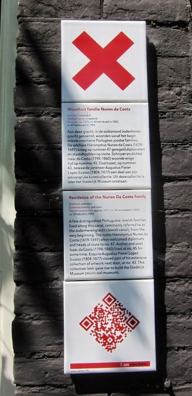 Woonhuis familie Nunes da Costa / Residence of the Nunes da Costa Family Marker image. Click for full size.