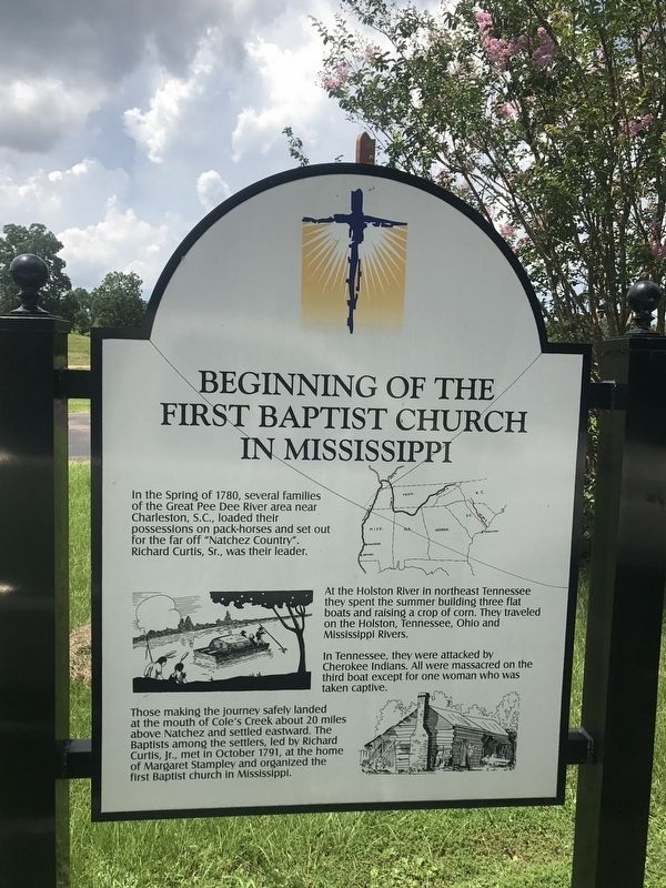 Beginning of the First Baptist Church in Mississippi Marker. Click for full size. Beginning of the First Baptist Church in Mississippi Marker image. Click for full size.