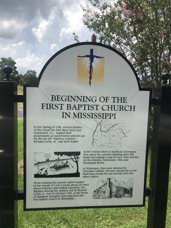 Beginning of the First Baptist Church in Mississippi Marker image. Click for full size.