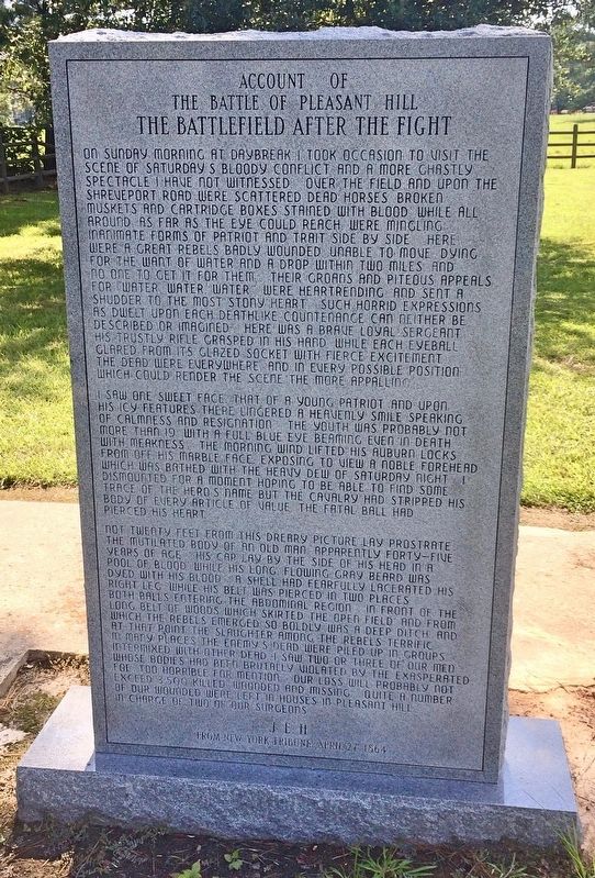 Account of the Battle of Pleasant Hill Marker (front). Click for full size. Account of the Battle of Pleasant Hill Marker (front) image. Click for full size.