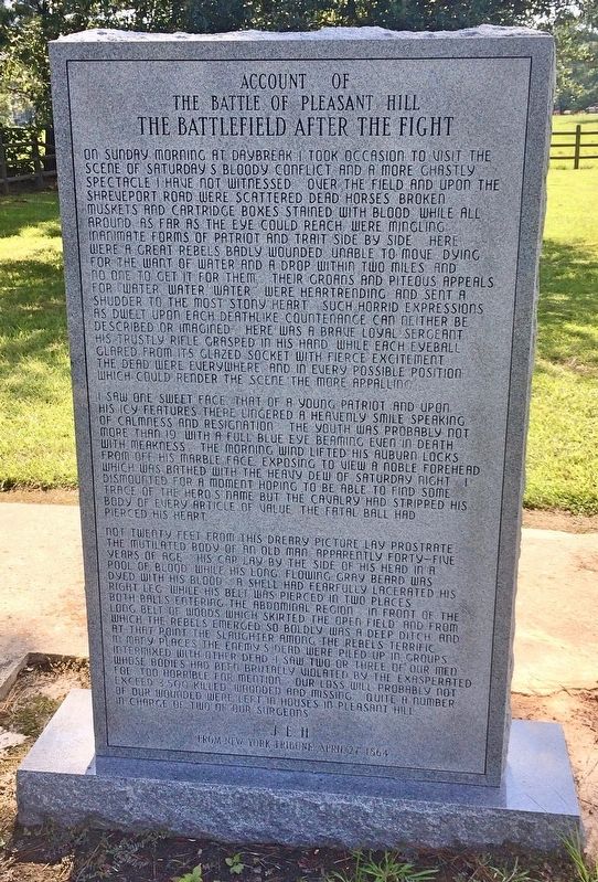 Account of the Battle of Pleasant Hill Marker (front) image. Click for full size.