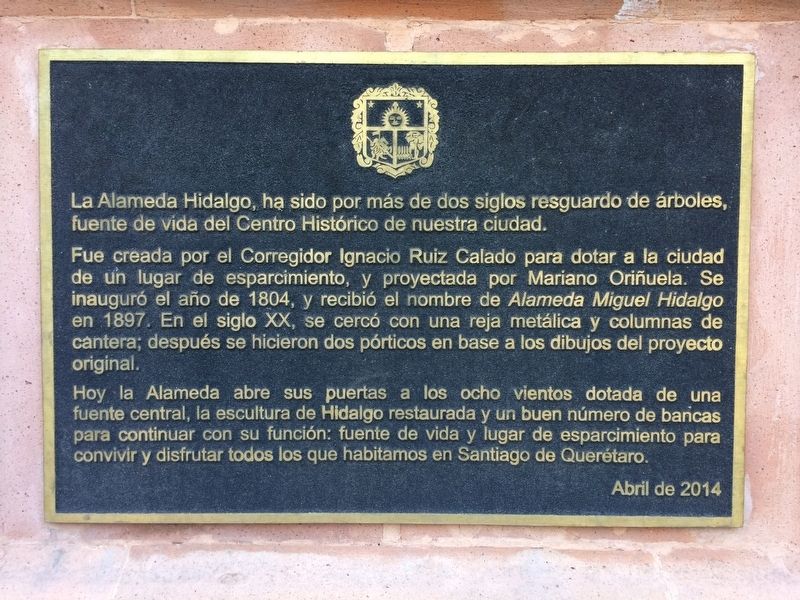 The Alameda Hidalgo Marker image. Click for full size.