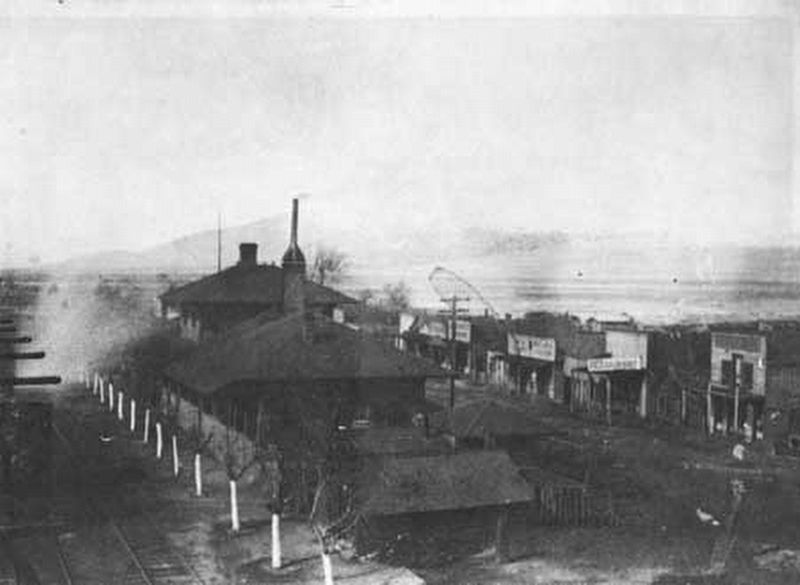 Terrace Railroad Depot and Mainstreet ca. 1880 image. Click for full size.