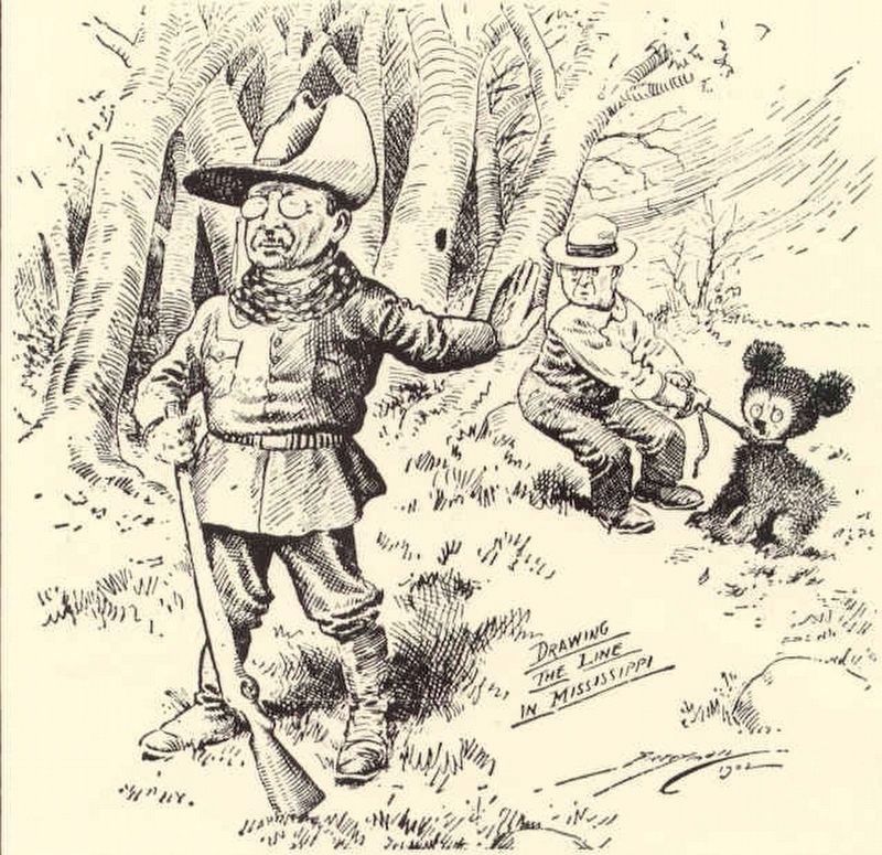 Clifford Berryman's 1902 political cartoon in the Washington Post spawned the Teddy bear. image. Click for full size.