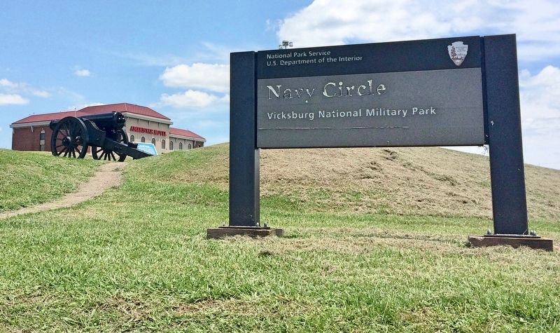 The National Park Service sign for Navy Circle, with U.S. Battery Benton to left.. Click for full size. The National Park Service sign for Navy Circle, with U.S. Battery Benton to left. image. Click for full size.