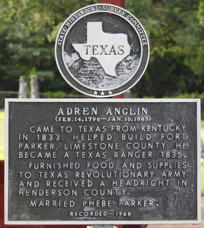 Adren Anglin Texas Historical Marker image. Click for full size.