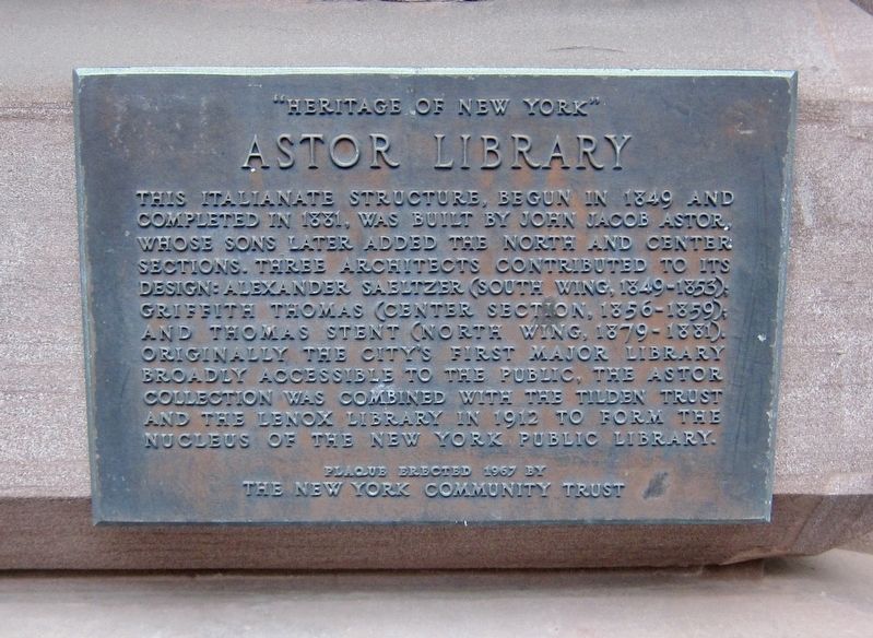Astor Library Marker image. Click for full size.
