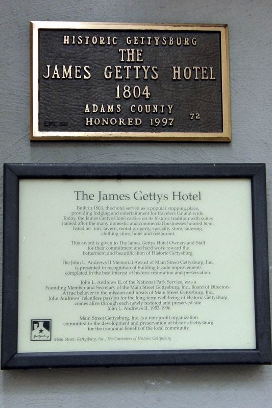 The James Gettys Hotel Marker image. Click for full size.