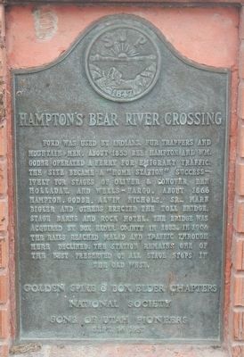 Hampton's Bear River Crossing Marker. Click for full size. Hampton's Bear River Crossing Marker image. Click for full size.