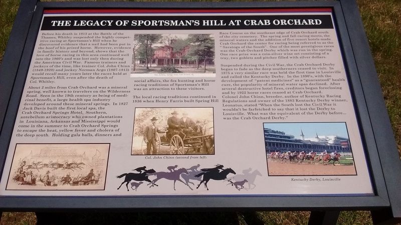 The Legacy of Sportman’s Hill at Crab Orchard Marker image. Click for full size.