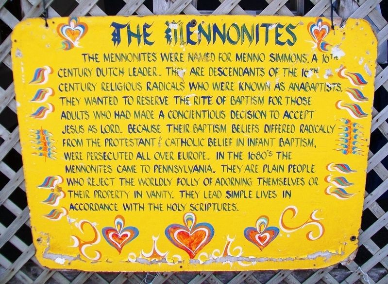 The Mennonites Marker. Click for full size. The Mennonites Marker image. Click for full size.