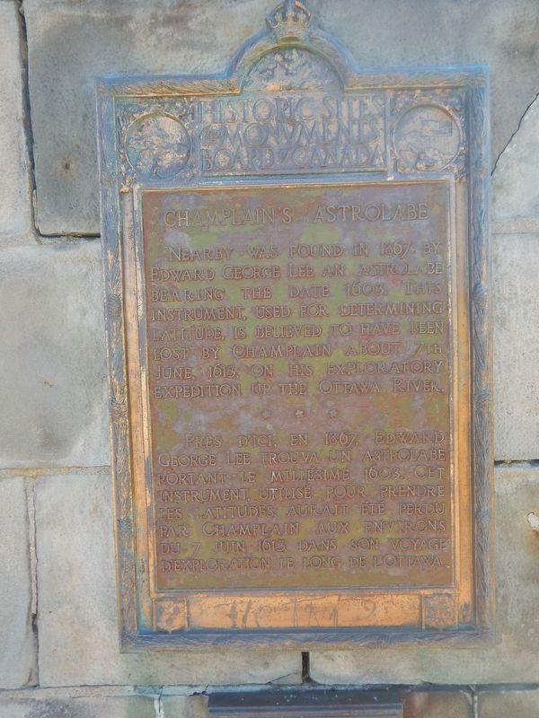 Champlain's Astrolabe Marker. Click for full size. Champlain's Astrolabe Marker image. Click for full size.
