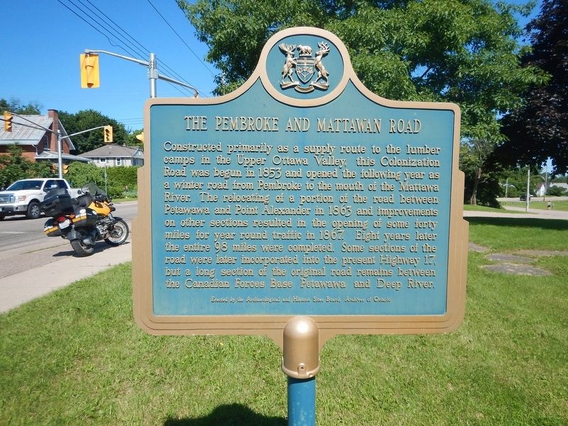 The Pembroke and Mattawan Road Marker. Click for full size. The Pembroke and Mattawan Road Marker image. Click for full size.