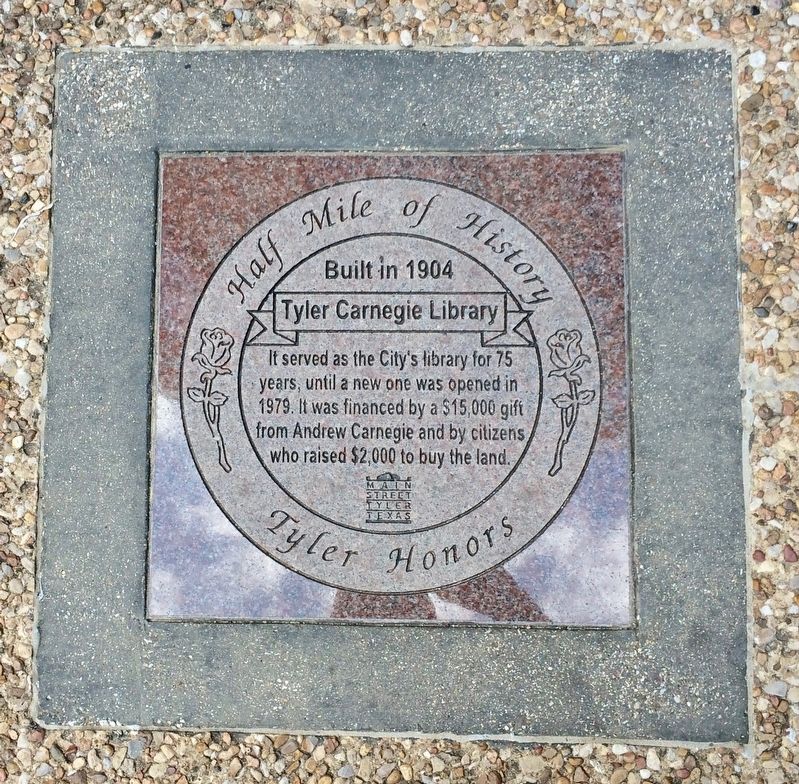 Tyler Carnegie Library Marker image. Click for full size.