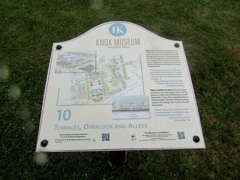 Terraces, Overlook and Allées Marker. Click for full size. Terraces, Overlook and Allées Marker image. Click for full size.
