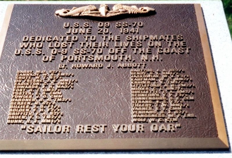 U.S.S. O9 SS-70 Marker image. Click for full size.