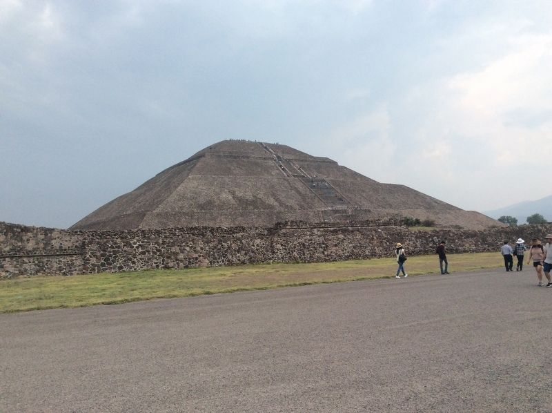 The Pyramid of the Sun, seen towards the east from the Calzada de los Muertos. image. Click for full size.