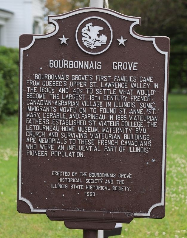 Bourbonnais Grove Marker. Click for full size. Bourbonnais Grove Marker image. Click for full size.