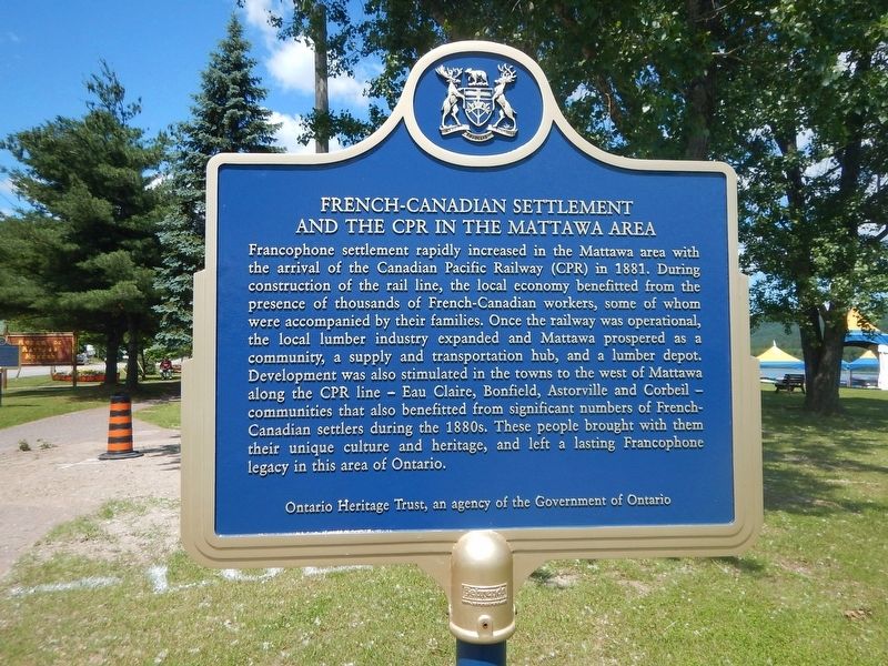 French-Canadian Settlement and the CPR in the Mattawa area Marker image. Click for full size.