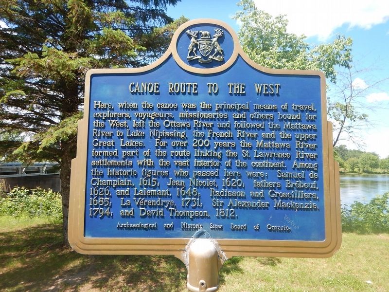 Canoe Route to the West Marker image. Click for full size.