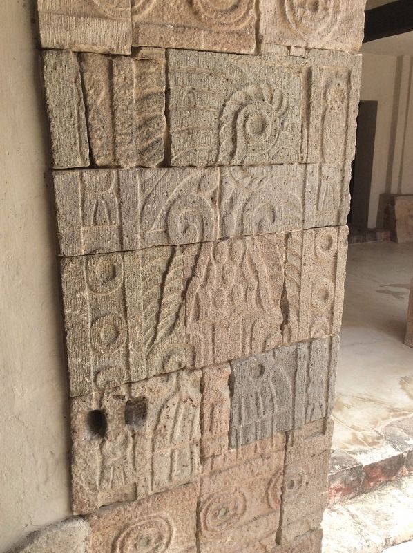 A bas-relief carving of a bird in the Patio of the Pillars image. Click for full size.