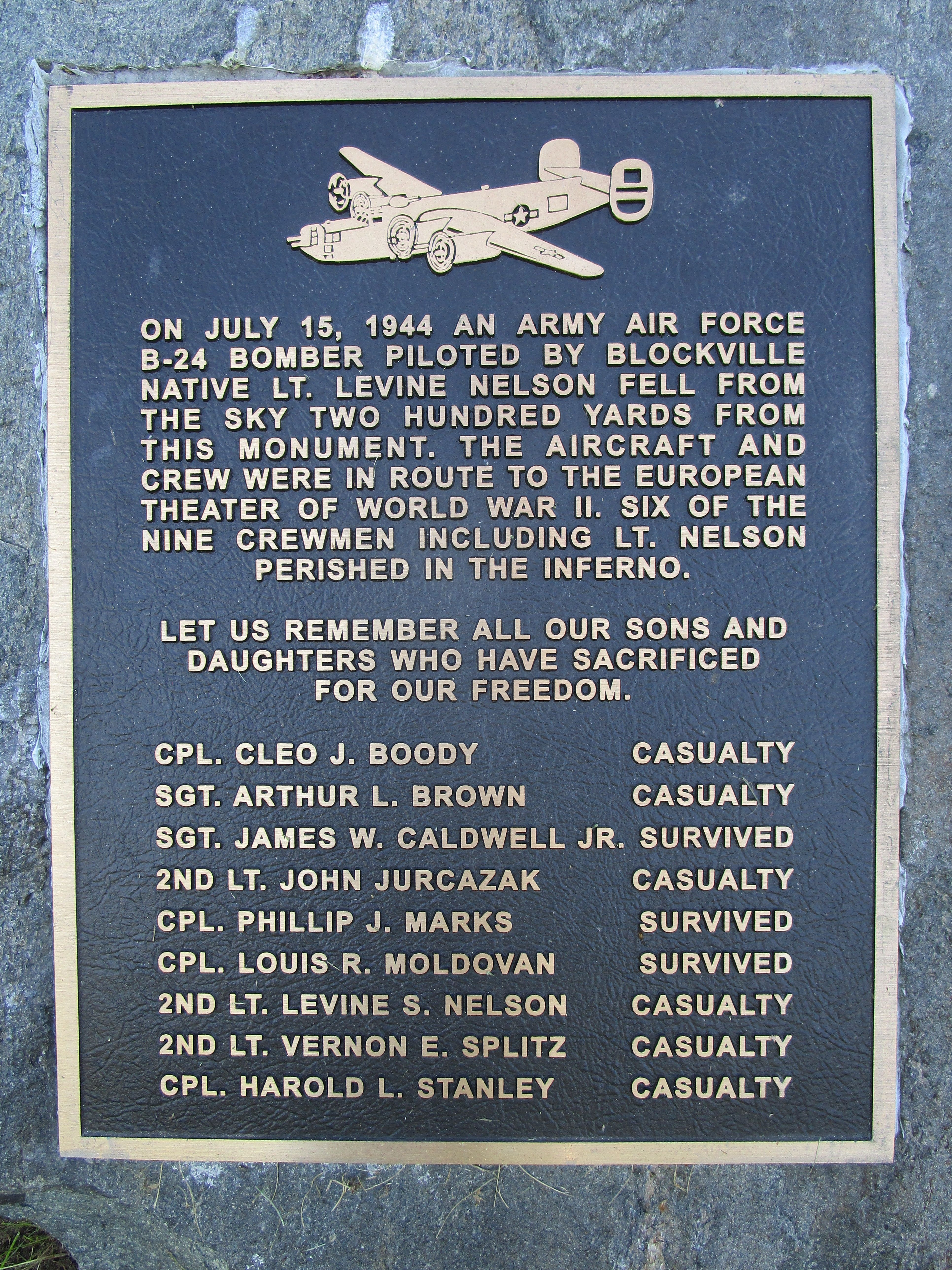 B-24 Bomber Crash Marker/Memorial