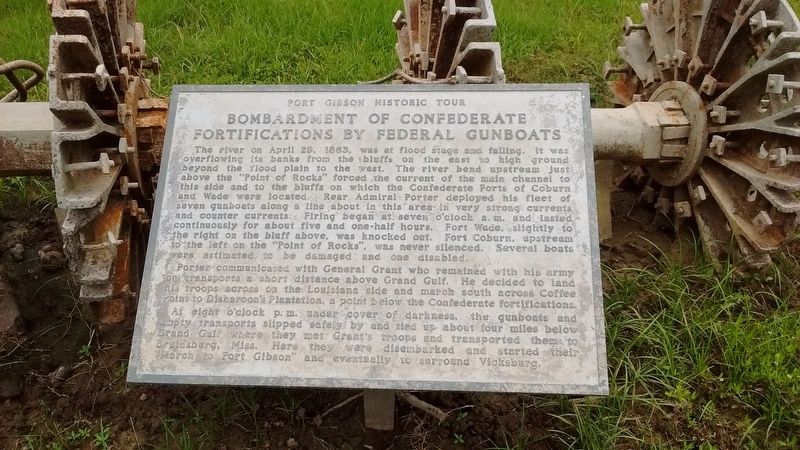 Bombardment of Confederate Fortifications by Federal Gunboat Marker image. Click for full size.