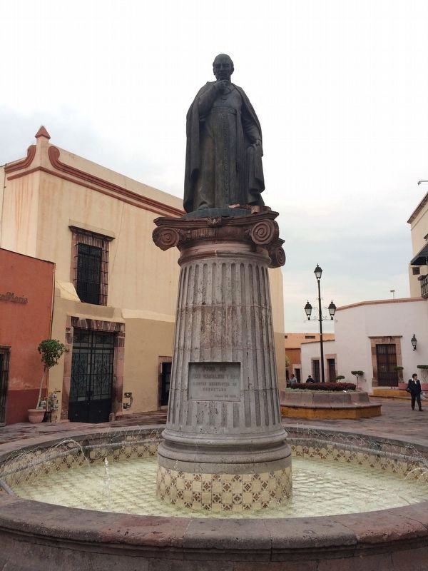 A nearby statue of Juan Caballero y Osio, mentioned in the marker image. Click for full size.