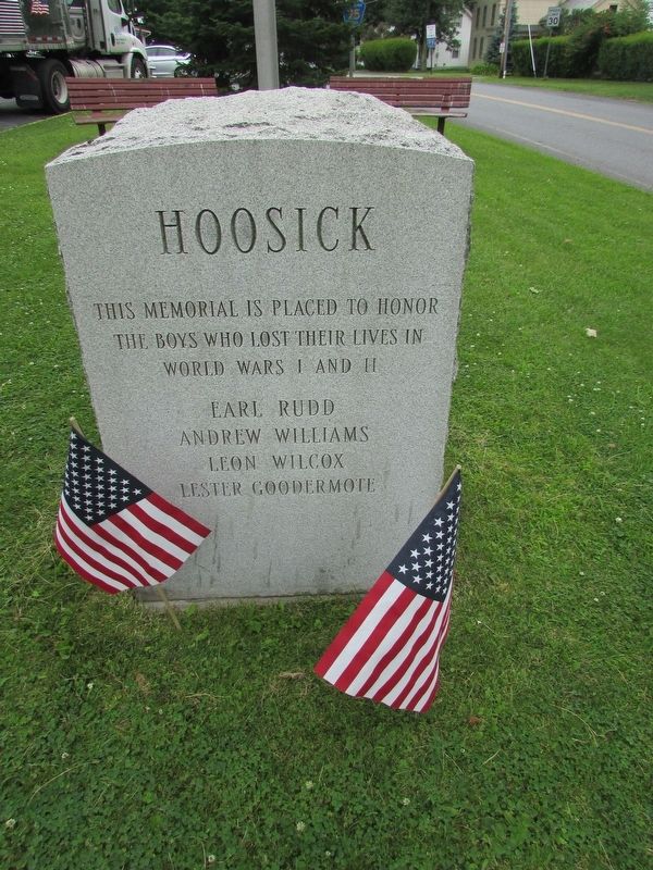 Hoosick WW I & II Memorial Marker. Click for full size. Hoosick WW I & II Memorial Marker image. Click for full size.