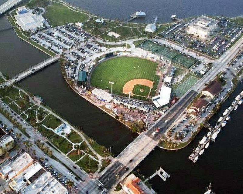 Aerial file photo of Jackie Robinson Ballpark image. Click for full size.
