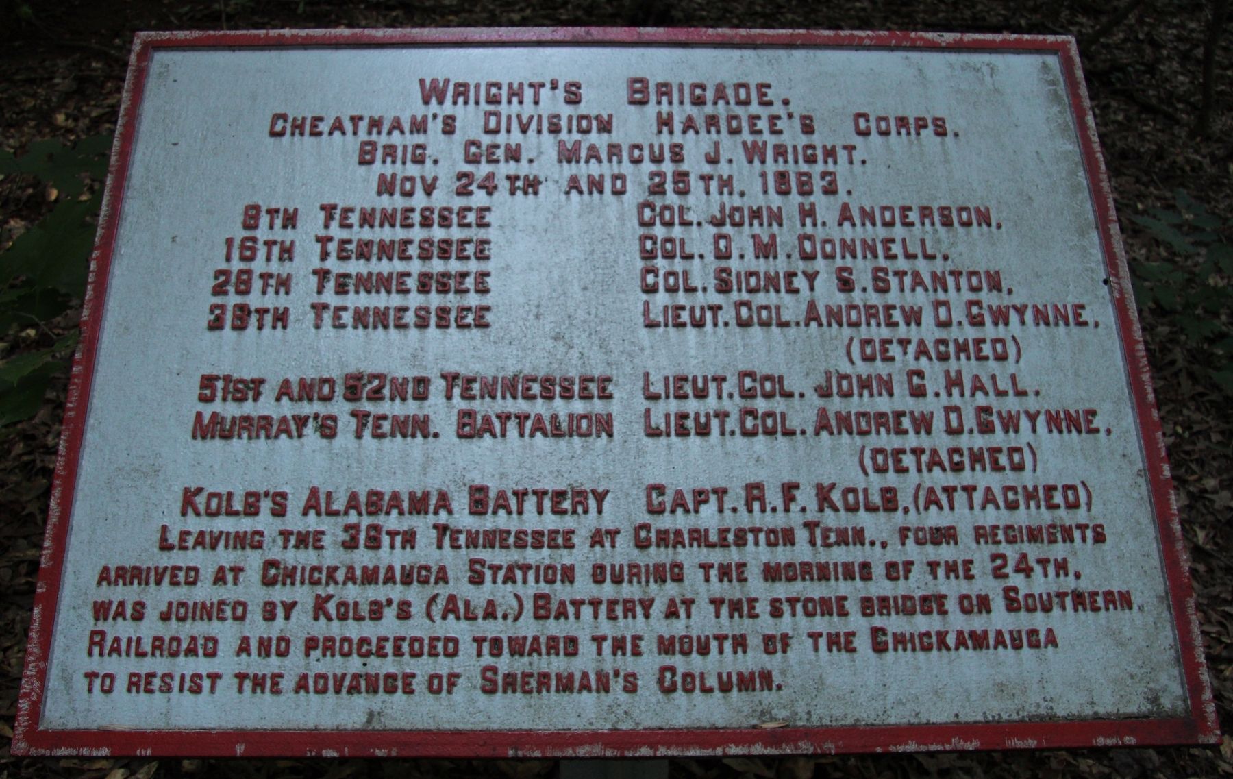 Wright's Brigade Marker image. Click for full size.