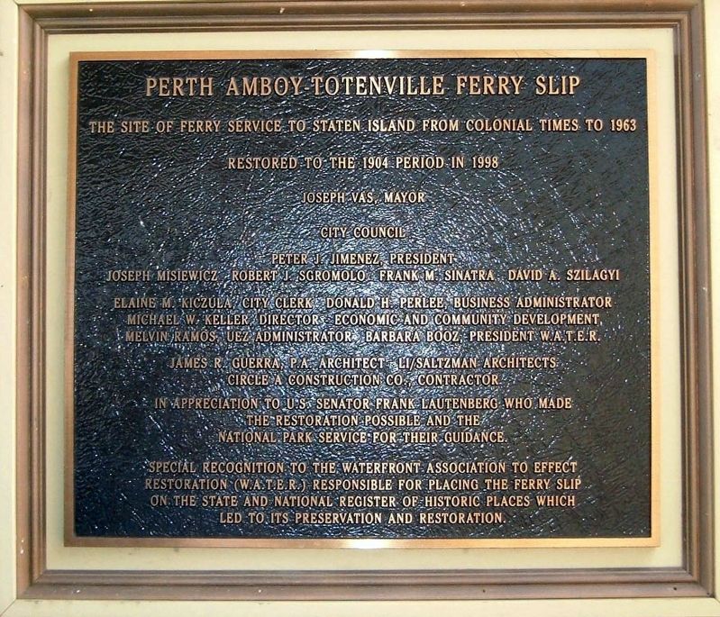 Perth Amboy Totenville Ferry Slip Marker. Click for full size. Perth Amboy Totenville Ferry Slip Marker image. Click for full size.