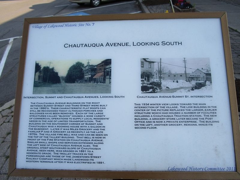Chautauqua Avenue, Looking South Marker. Click for full size. Chautauqua Avenue, Looking South Marker image. Click for full size.