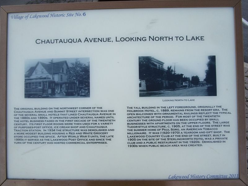 Chautauqua Avenue, Looking North Marker. Click for full size. Chautauqua Avenue, Looking North Marker image. Click for full size.