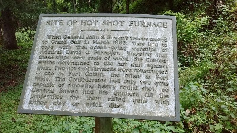Site of Hot Shot Furnace Marker. Click for full size. Site of Hot Shot Furnace Marker image. Click for full size.
